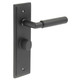 Piccadilly Door Handle Bathroom Backplate Black & Turn & Release - By Frelan Hardware - BUR-40MB-453MB-81MB