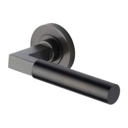 Heritage Brass Door Handle Lever on Rose Spectral Design Matt Bronze Finish