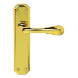 Eden Lever On Latch Backplate - Polished Brass