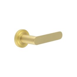 Kensington Door Handles Stepped Rose Satin Brass - By Frelan Hardware - BUR25KIT237