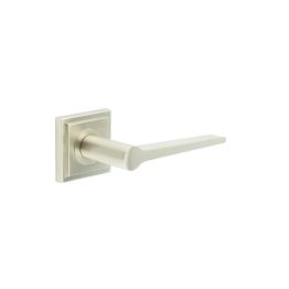 Knightsbridge Door Handle on Square Stepped Rose Satin Nickel - By Frelan Hardware - BUR20KIT319