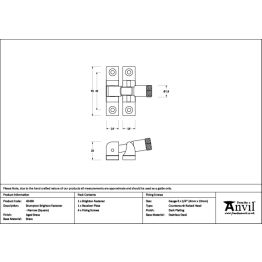 Aged Brass Brompton Brighton Fastener - Narrow (Square)