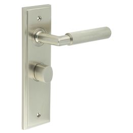 Piccadilly Door Handle Bathroom Backplate Satin Nickel & Turn & Release - By Frelan Hardware - BUR-40SN-453SN-81SN