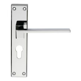 Serozzetta Equi Lever On Euro Lock Backplate - Polished Chrome