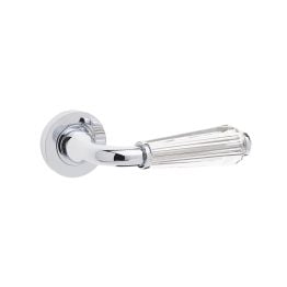 Fluted Door Handle on Rose Glass/Polished Chrome - By Frelan Hardware - JH5312PC