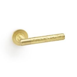 Alexander & Wilks - Spitfire Hammered Lever on Round Rose - Satin Brass