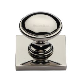 Heritage Brass Cabinet Knob Domed Design with Square Backplate 32mm Polished Nickel finish