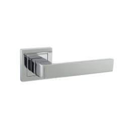STATUS Montana Lever Door Handle on S4 Square Rose - Polished Chrome