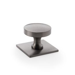 Alexander & Wilks - Bullion Cupboard Knob on Square Backplate - Dark Bronze PVD