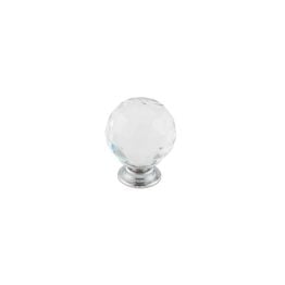 Kontrax Faceted Glass Cupboard Knob 30mm Polished Chrome - By Frelan Hardware - JH4155-30PC