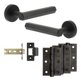 Complete Hex Door Handle Pack - Internal Doors - Black - By Frelan Hardware - JE-C2B-MB