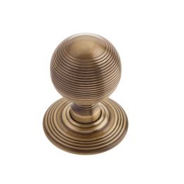 Jedo Reeded Mortice Door Knobs 62mm Antique Brass - By Frelan Hardware - JR8MAB