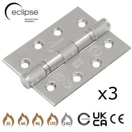 Eclipse PK854 - 102x76x3mm SSS Ball Bearing Hinge Grade 13 - (3 Pack) - Satin Stainless Steel