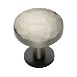 Heritage Brass Cabinet Knob Round Hammered Design with Rose 38mm Matt Bronze/Satin Nickel finish