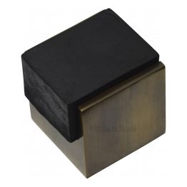 Heritage Brass Door Stop Square Floor Mounted Design Antique Brass Finish