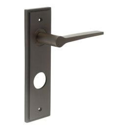 Knightbridge Door Handle Din Bathroom Backplate Dark Bronze - By Frelan Hardware - BUR20KIT91