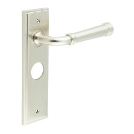 Highgate Door Handle Bathroom Backplate Satin Nickel - By Frelan Hardware - BUR35KIT322