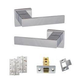 Senza Pari Panetti Door Handle Pack (Latch Set - 3" CE Latch, 4" Slim Knuckle Hinges x2) - Polished Chrome