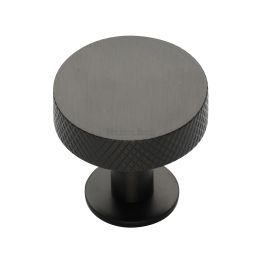 Heritage Brass Cabinet Knob Knurled Disc Design with Rose 32mm Matt Bronze finish