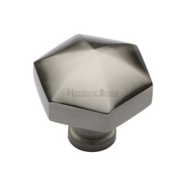 Heritage Brass Cabinet Knob Classic Hexagon Design 32mm Satin Nickel finish