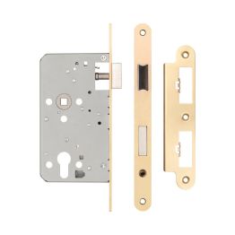 72mm Satin Brass Din Euro Escape lock Radiused 60mm Backset - By Frelan Hardware - JL-DE60RSB