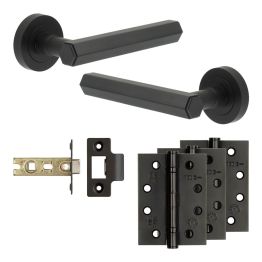 Complete Hex Door Handle Pack - Internal Doors - Black - By Frelan Hardware - JE-C2A-MB