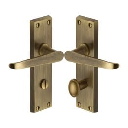 Heritage Brass Door Handle for Bathroom Victoria Design Antique Brass finish