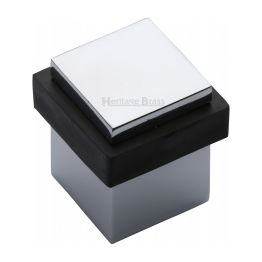 Heritage Brass Door Stop Square Floor Mounted Design Polished Chrome Finish