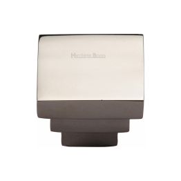 Heritage Brass Cabinet Knob Square Stepped Design 32mm Polished Nickel finish
