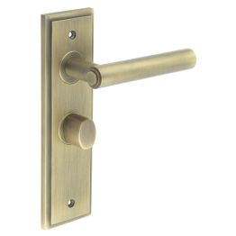 Richmond Door Handle Bathroom Backplate Antique Brass & Turn & Release - By Frelan Hardware - BUR-45AB-453AB-81AB