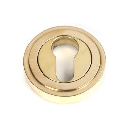Polished Brass Round Euro Escutcheon (Art Deco)