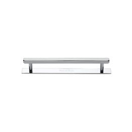 Heritage Brass Cabinet Pull Hexagonal Design with Plate 96mm CTC Polished Chrome Finish
