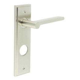 Fitzrovia Door Handle Din Bathroom Backplate Satin Nickel - By Frelan Hardware - BUR15KIT325