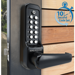 Borg BL7001 MG Pro ECP - Heavy Duty, High Traffic - Easicode Pro Flat Bar Lever Handle Keypad & Flat Bar Inside Handle, 60mm Tubular Latch, MG Pro (Black) Finish