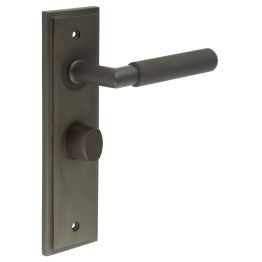 Piccadilly Door Handle Bathroom Backplate Dark Bronze & Turn & Release - By Frelan Hardware - BUR-40DB-453DB-81DB