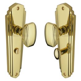 Heritage Brass Mortice Knob on Bathroom Plate Charlston Design Polished Brass finish