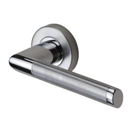 Sorrento Door Handle Lever Latch on Round Rose Mercury Design Apollo finish