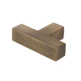Trafalgar T Bar Square Cupboard Knobs Antique Brass - By Frelan Hardware - BUR202AB