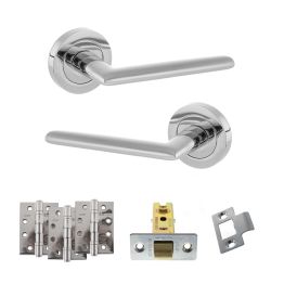 STATUS Alabama Door Handle Pack (Latch Set - 3" CE Latch, 4" Fire Rated Hinges x3) - Polished Chrome