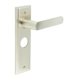 Kensington Door Handle Bathroom Backplate Satin Nickel - By Frelan Hardware - BUR25KIT322