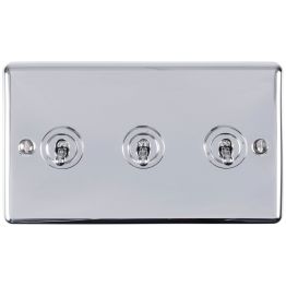 Eurolite Enhance Decorative 3 Gang Toggle Switch Polished Chrome