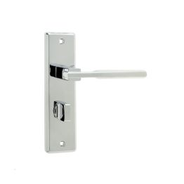 Delta Suite Door Handles on Bathrooom Plate Polished Chrome - By Frelan Hardware - JV3023PC
