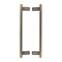 Heritage Brass Back to Back Door Pull Handle Round Bar Design 336mm Antique Brass Finish
