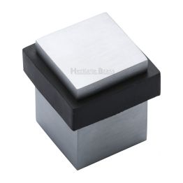 Heritage Brass Door Stop Square Floor Mounted Design Satin Chrome Finish