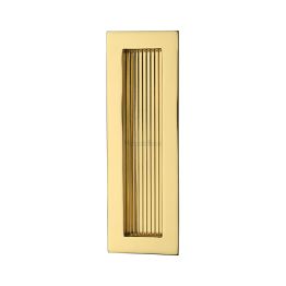 Reeded  Rectangular Flush Pull 175 x 58mm Polished Brass finish