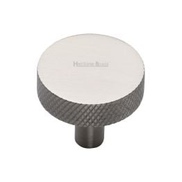Heritage Brass Cabinet Knob Knurled Disc Design 32mm Satin Nickel finish