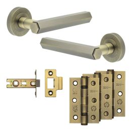 Complete Hex Door Handle Pack - Internal Doors - Antique Brass - By Frelan Hardware - JE-C1B-AB