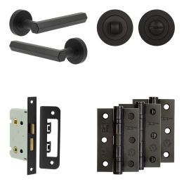 Complete Hex Door Handle Pack - Bathroom - Black - By Frelan Hardware - JE-C5B3-MB