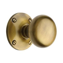 Heritage Brass Mortice Knob on Rose Kensington Design Antique Brass finish