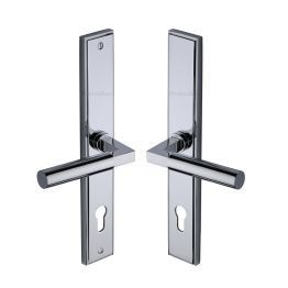 Heritage Brass Multi-Point Door Handle Lever Lock Bauhaus RH Design Polished Chrome finish
